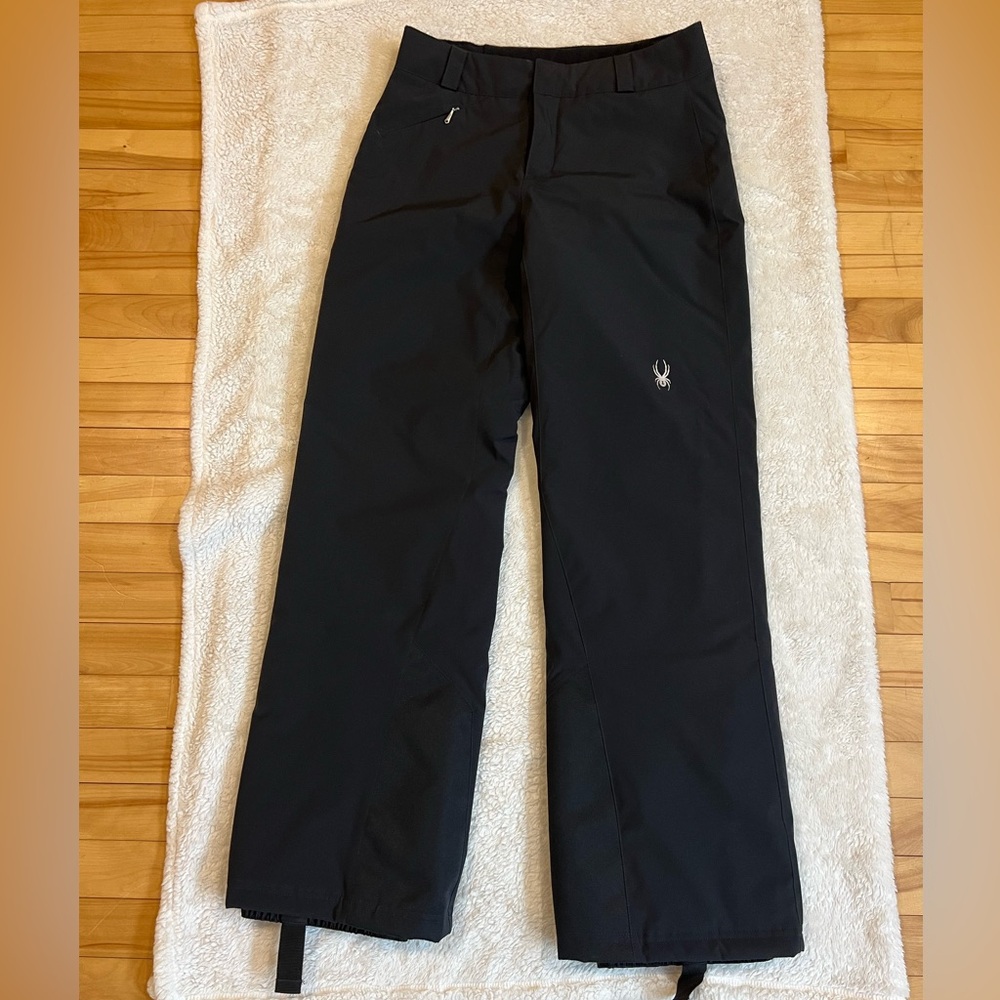 Spyder Women's Black Wide-Leg Ski Pants with White Logo